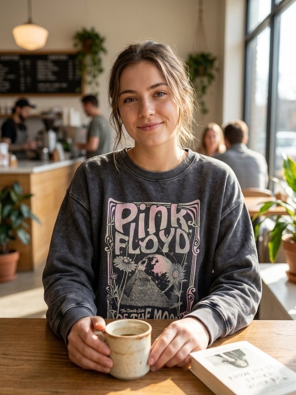 Pink Floyd Washed Black Graphic Crewneck Sweatshirt